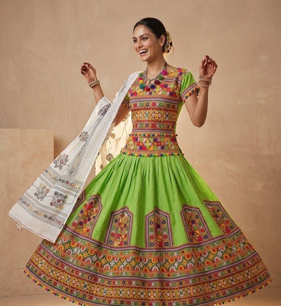 Emerald green bandhani chaniya choli
