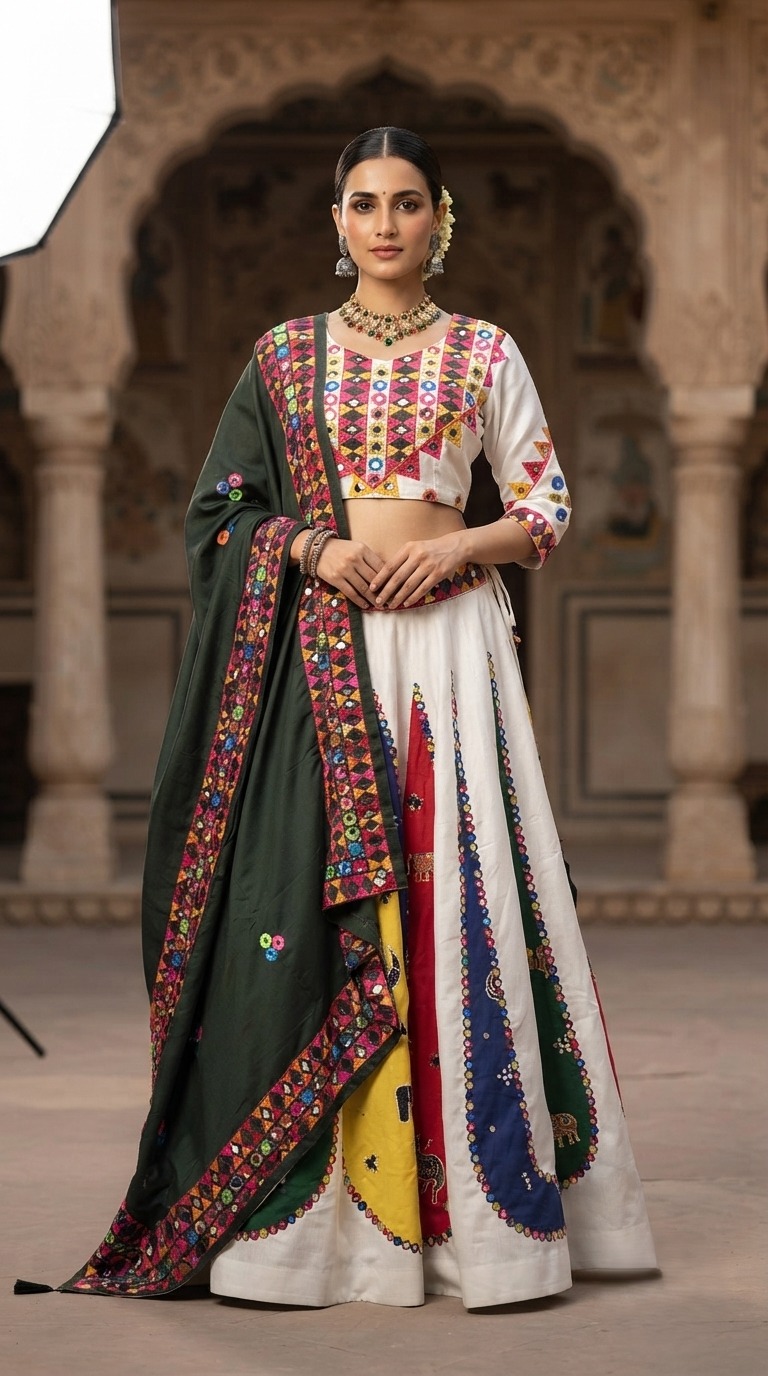Blue Floral Festive Chaniya Choli